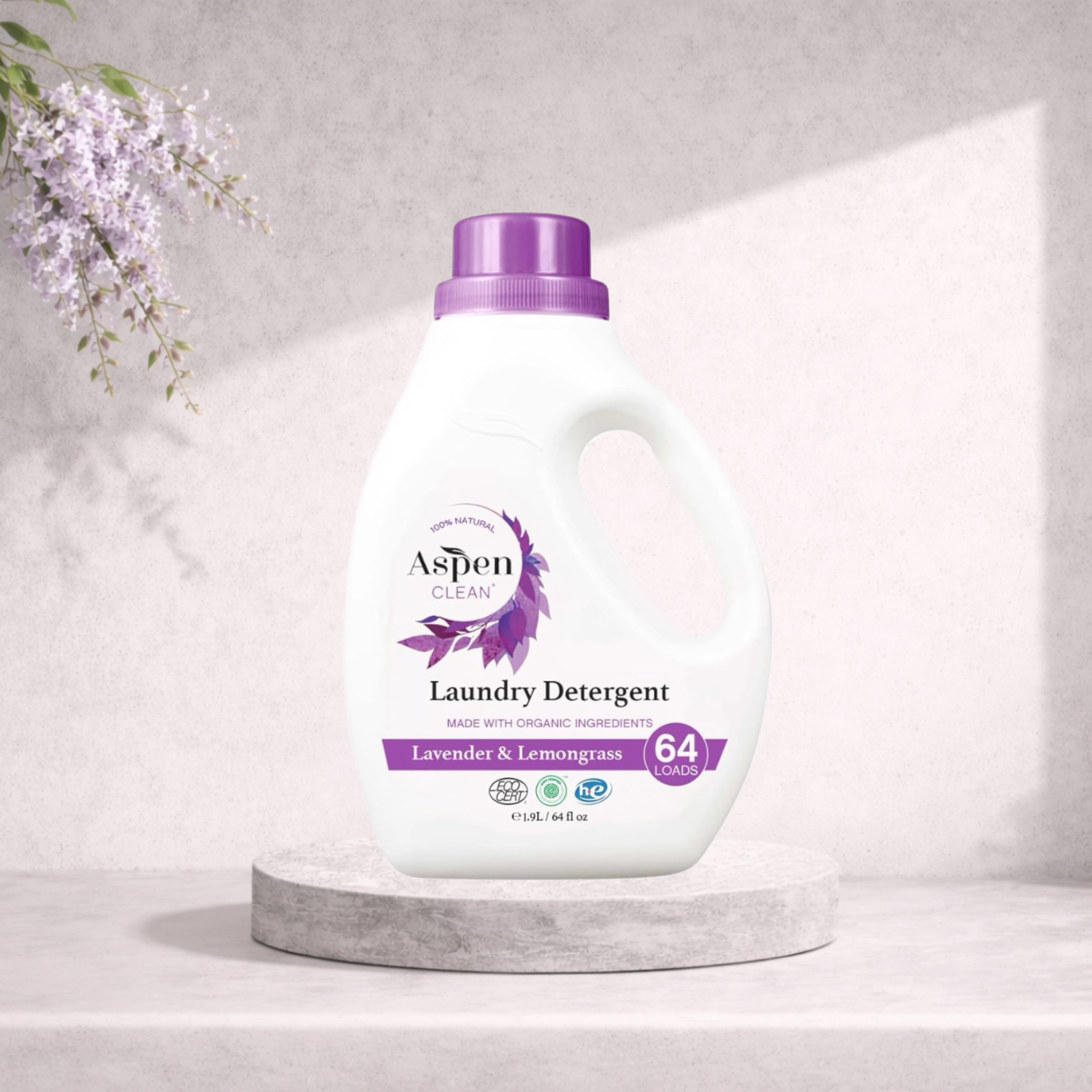 AspenClean HE Liquid Laundry Detergent, Lavender and Lemongrass