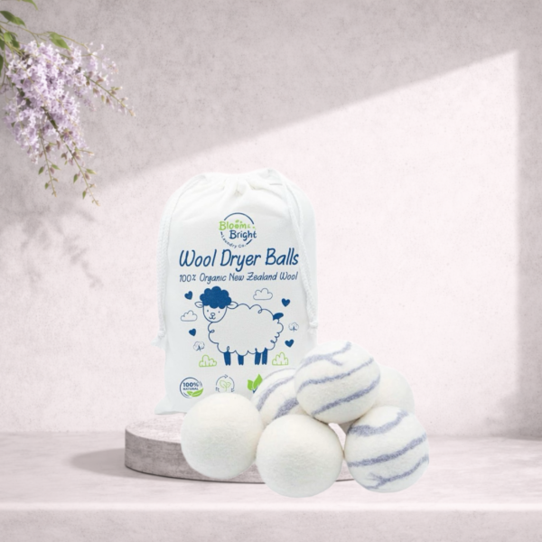 Bloom & Bright Organic Wool Dryer Balls Laundry Reusable Set of 6